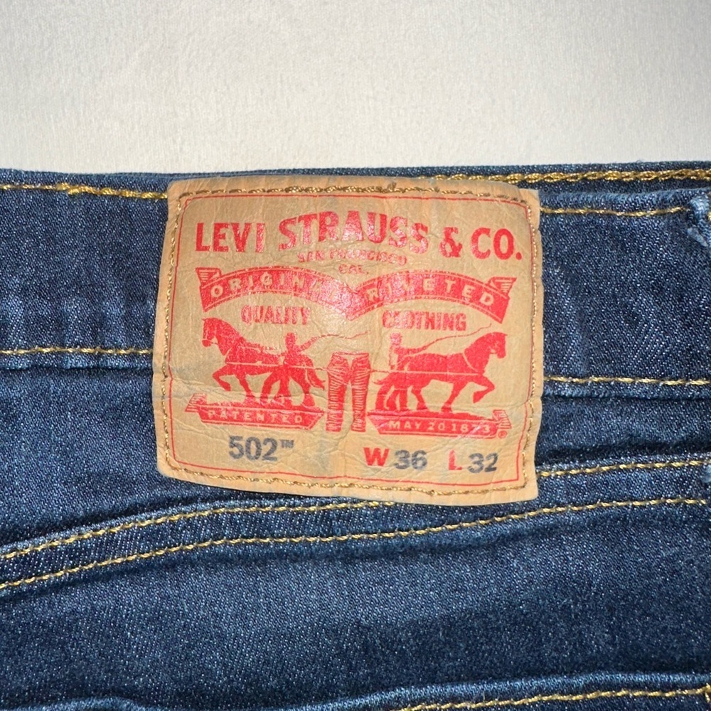 Levi's 502 Blue Straight Jeans Classic Indigo Denim #A1 - Picture 5 of 9